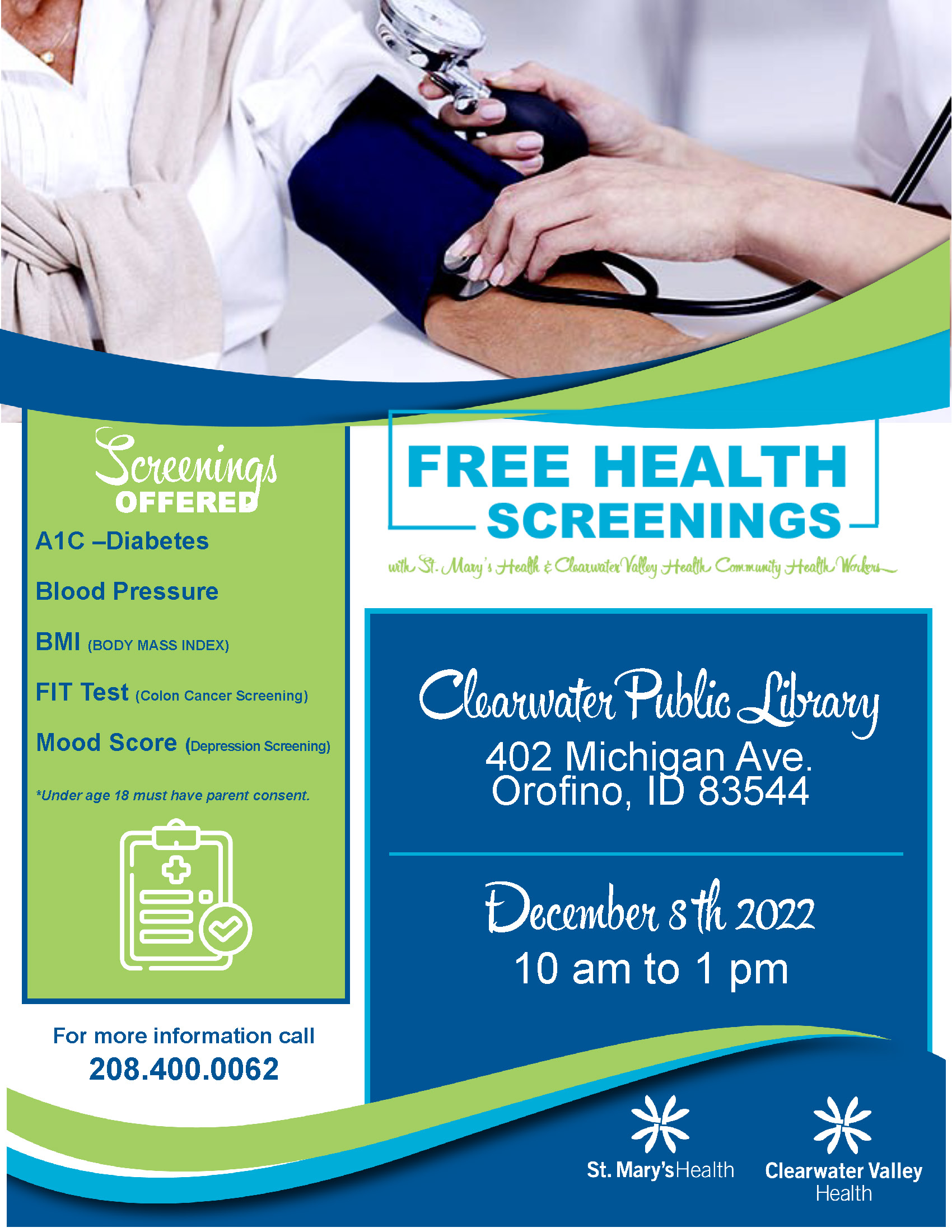 Health Screenings Flyer Orofino Template_Orofino Library