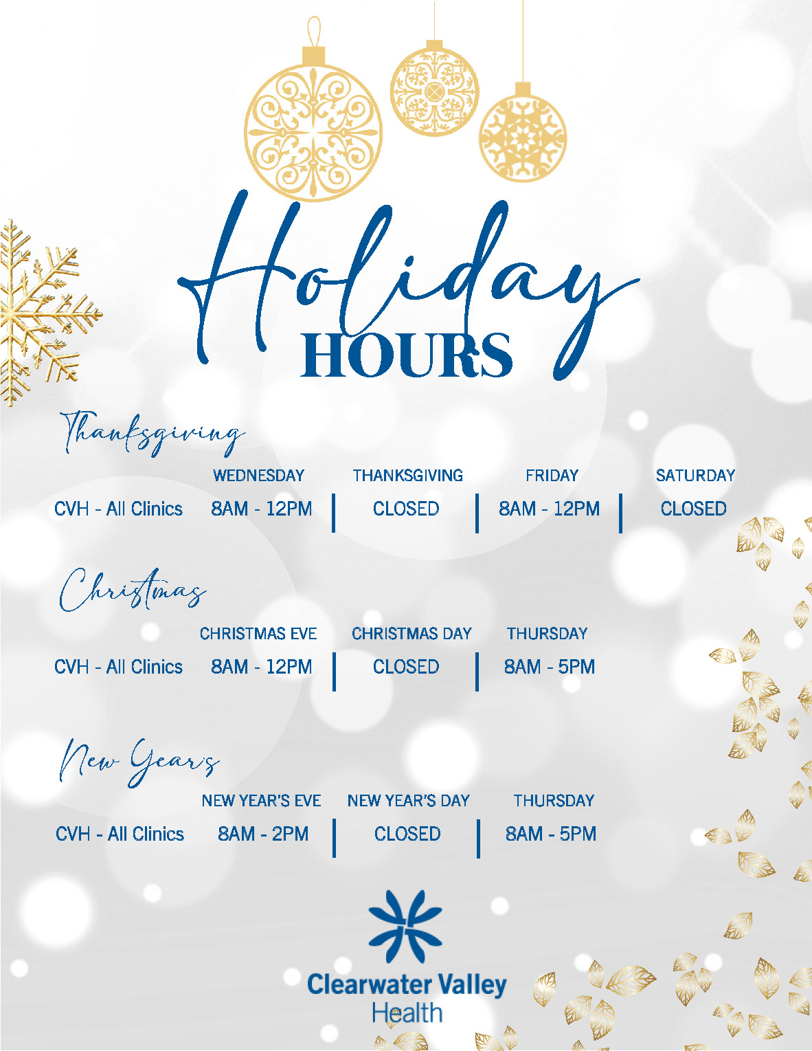 CVH Holiday Hours 2024